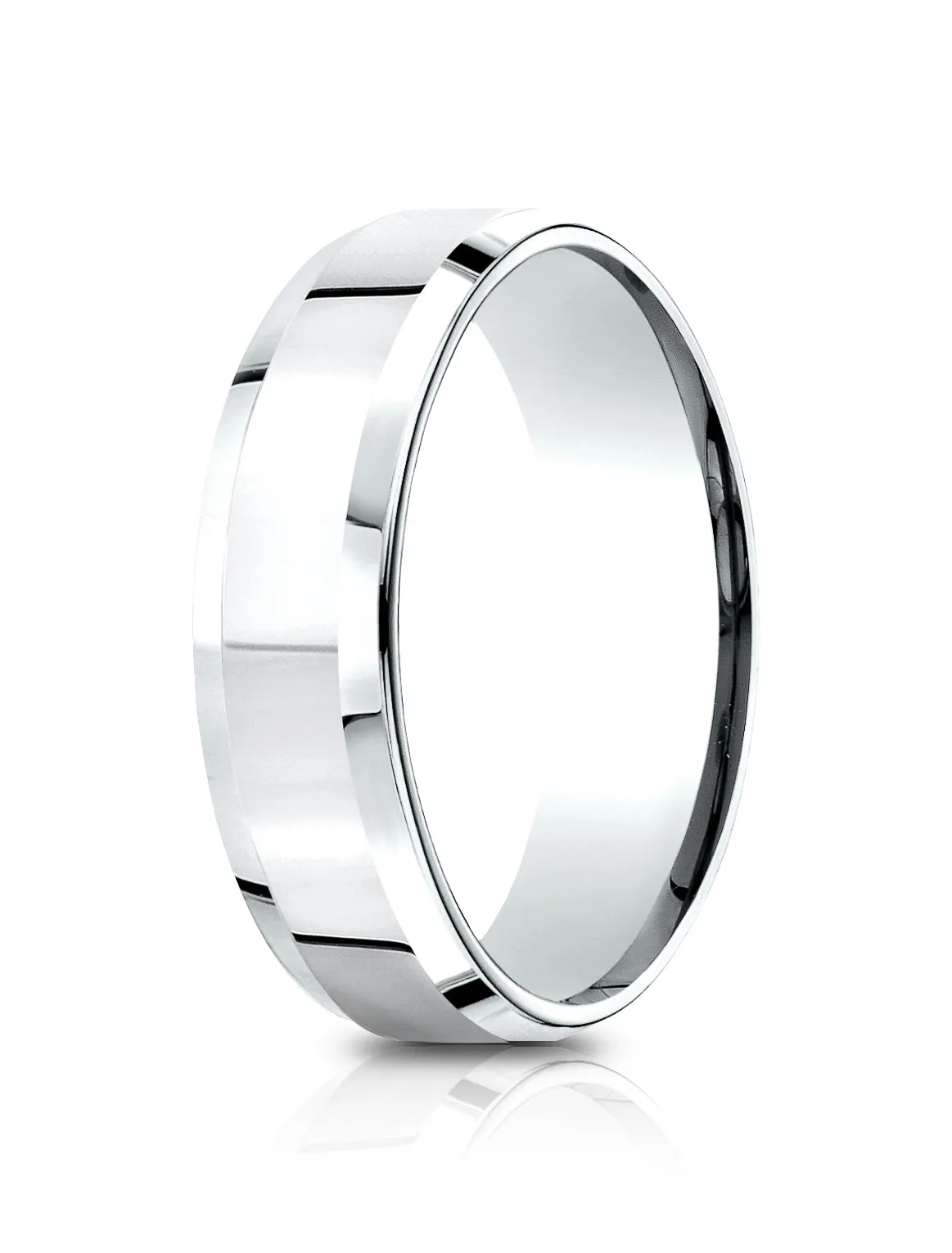 Benchmark 14k White Gold 6.5mm Comfort-Fit High Polished Carved Design Band, (Size 4-14)