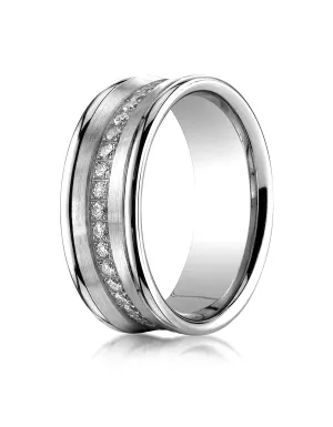 Benchmark 14K White Gold 7.5mm Comfort-Fit Pave-set 16-Stone Diamond Wedding Band Ring (0.32 ct.)