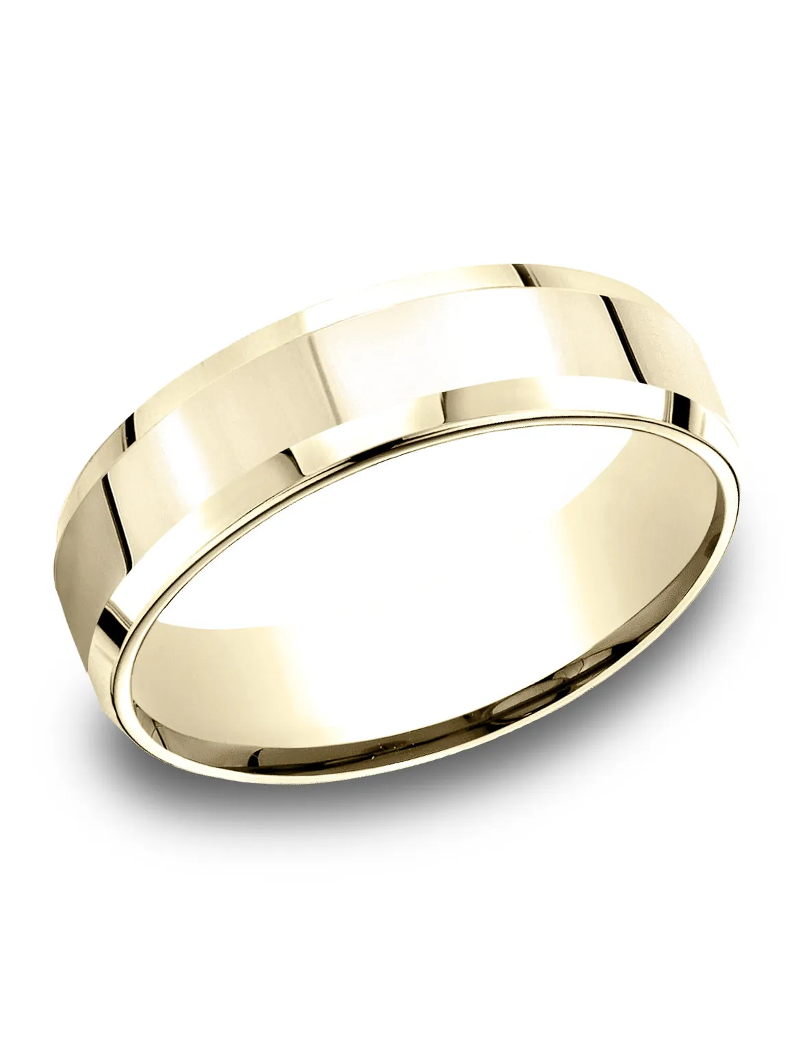 Benchmark 14k Yellow Gold 6.5mm Comfort-Fit High Polished Carved Design Band, (Size 4-14)