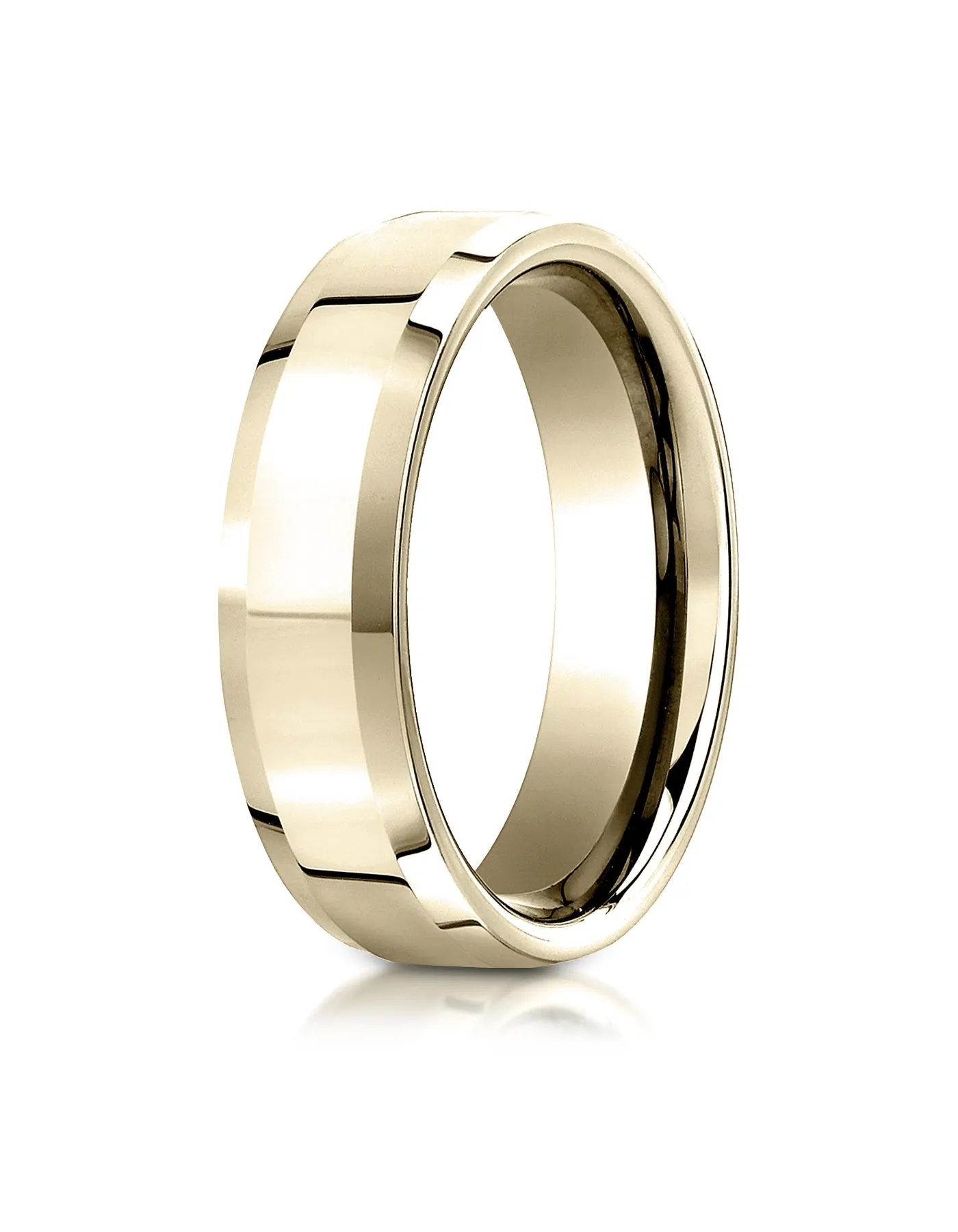 Benchmark 14K Yellow Gold 6mm Comfort-Fit High Polished Carved Design Wedding Band Ring (Sizes 4 - 15 )