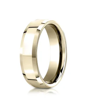 Benchmark 14K Yellow Gold 6mm Comfort-Fit High Polished Carved Design Wedding Band Ring (Sizes 4 - 15 )