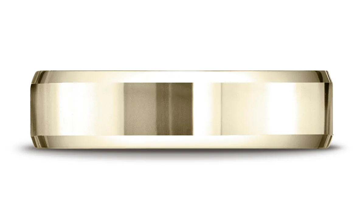 Benchmark 14K Yellow Gold 6mm Comfort-Fit High Polished Carved Design Wedding Band Ring (Sizes 4 - 15 )