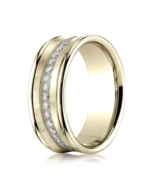 Benchmark 14K Yellow Gold 7.5mm Comfort-Fit Pave-set 16-Stone Diamond Wedding Band Ring (0.32 ct.)