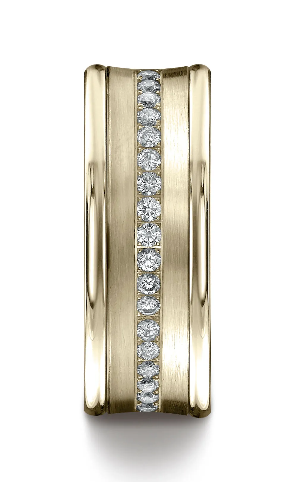 Benchmark 14K Yellow Gold 7.5mm Comfort-Fit Pave-set 16-Stone Diamond Wedding Band Ring (0.32 ct.)