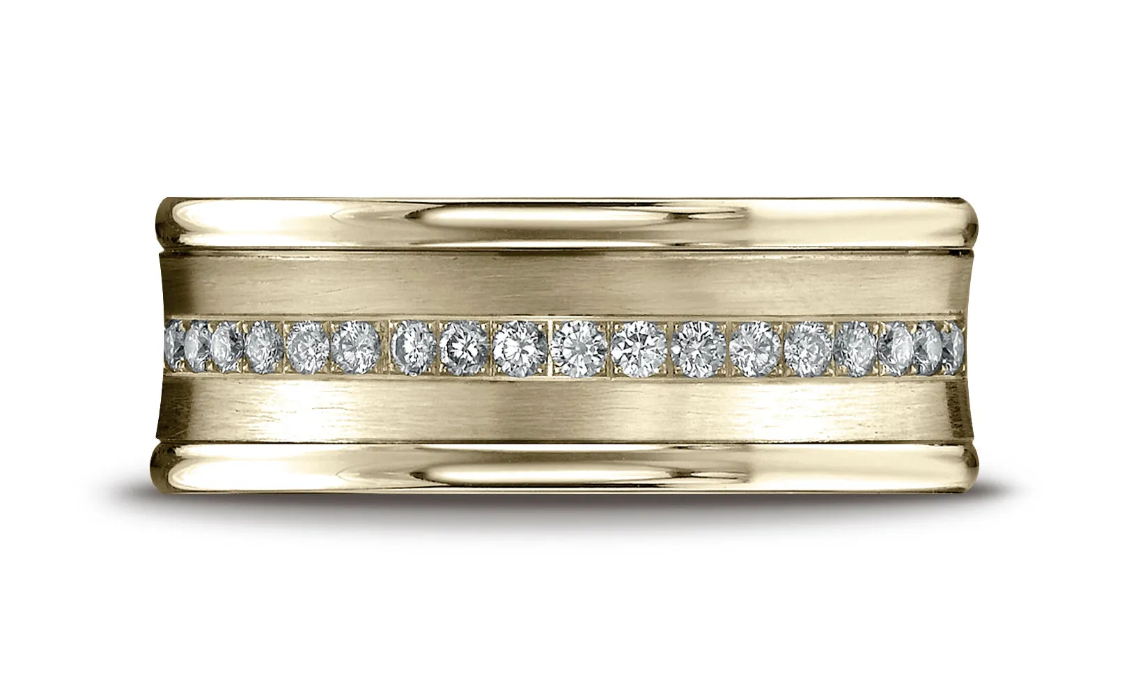 Benchmark 14K Yellow Gold 7.5mm Comfort-Fit Pave-set 16-Stone Diamond Wedding Band Ring (0.32 ct.)