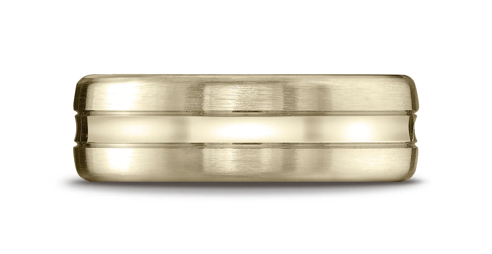 Benchmark 14K Yellow Gold 7.5mm Comfort-Fit Satin-Finished High Polished Center Cut Carved Design Ring