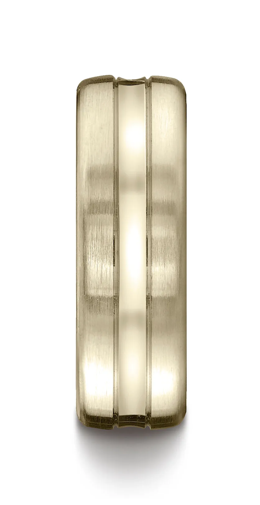 Benchmark 14K Yellow Gold 7.5mm Comfort-Fit Satin-Finished High Polished Center Cut Carved Design Ring