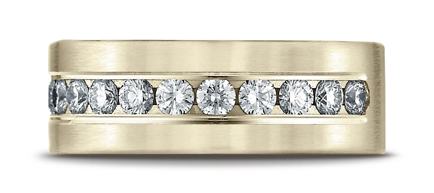 Benchmark 14K Yellow Gold 8mm Comfort-Fit Channel Set 12-Stone Diamond Wedding Band Ring (0.96 ct.)