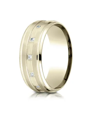 Benchmark 14K Yellow Gold 8mm Comfort-Fit Pave-set 12-Stone Diamond Wedding Band Ring (0.12 ct.)