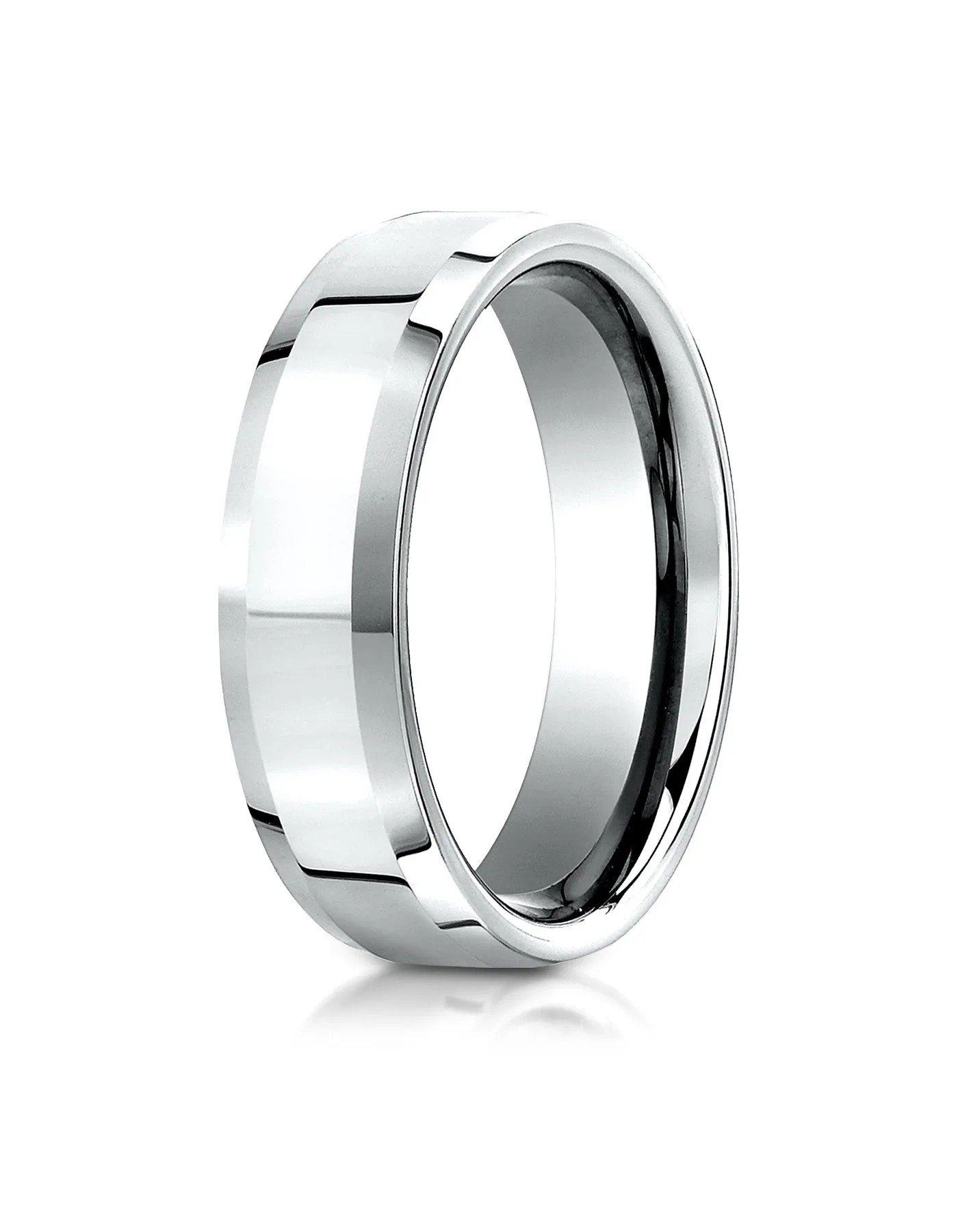 Benchmark 18K White Gold 6mm Comfort-Fit High Polished Carved Design Wedding Band Ring (Sizes 4 - 15 )