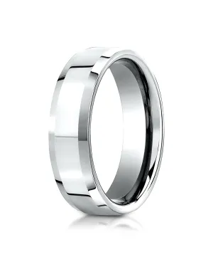 Benchmark 18K White Gold 6mm Comfort-Fit High Polished Carved Design Wedding Band Ring (Sizes 4 - 15 )