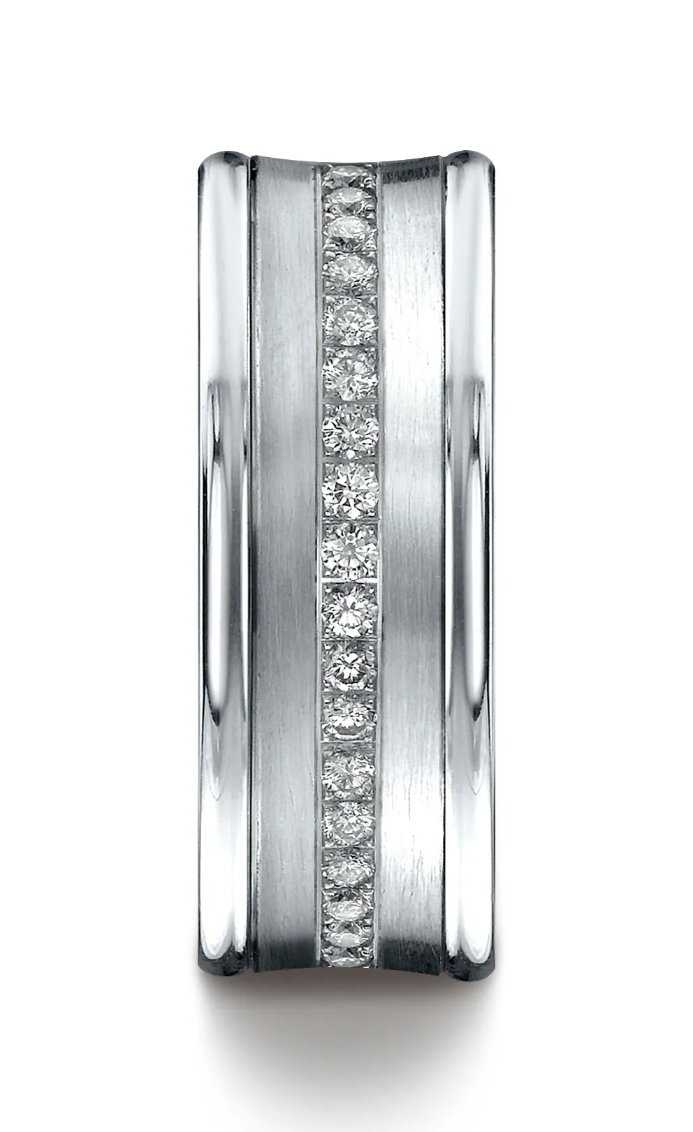 Benchmark 18K White Gold 7.5mm Comfort-Fit Pave-set 16-Stone Diamond Wedding Band Ring (0.32 ct.)