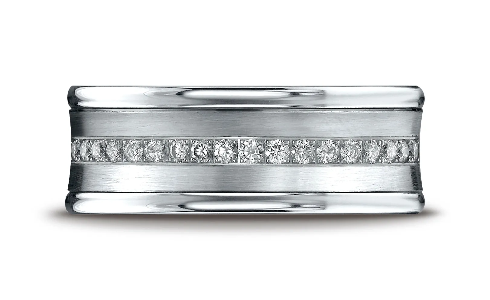 Benchmark 18K White Gold 7.5mm Comfort-Fit Pave-set 16-Stone Diamond Wedding Band Ring (0.32 ct.)