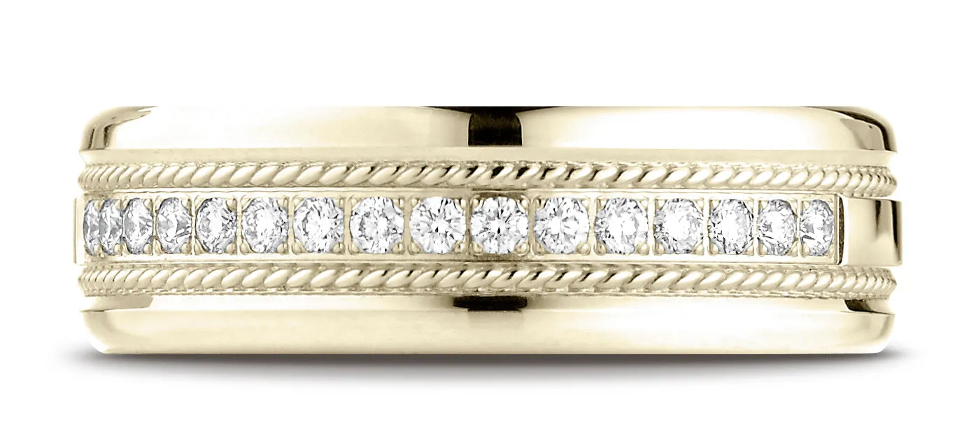 Benchmark 18K Yellow Gold 7.5mm Comfort-Fit Pave-set 16-Stone Diamond Wedding Band Ring (0.32 ct.)