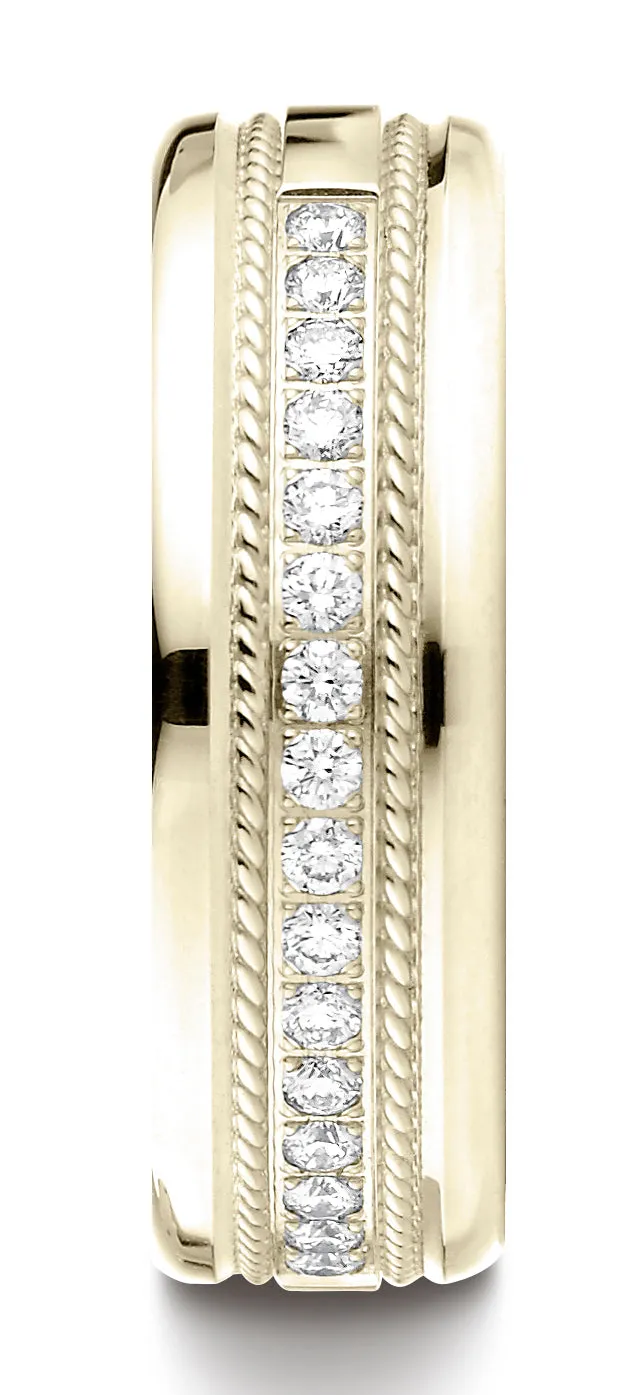 Benchmark 18K Yellow Gold 7.5mm Comfort-Fit Pave-set 16-Stone Diamond Wedding Band Ring (0.32 ct.)