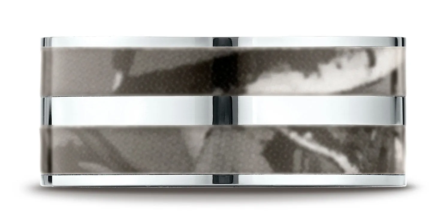 Benchmark Cobaltchrome 10mm Comfort-Fit Wedding Band Ring with Hunting Camo Inlay, (Sizes 6 - 14)