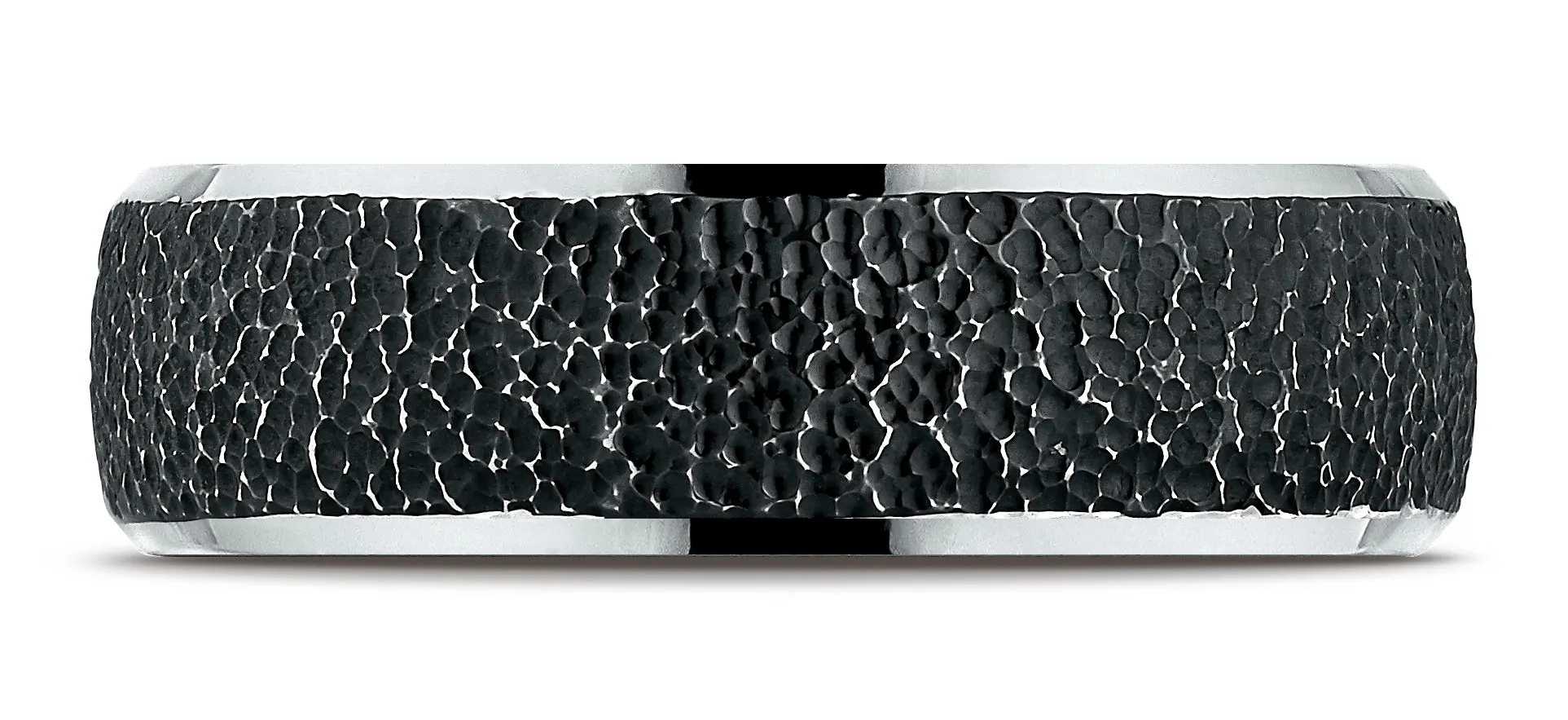 Benchmark Cobaltchrome 7.5mm Comfort-Fit with Black Micro Hammer Finish and High Polish Edges Design band
