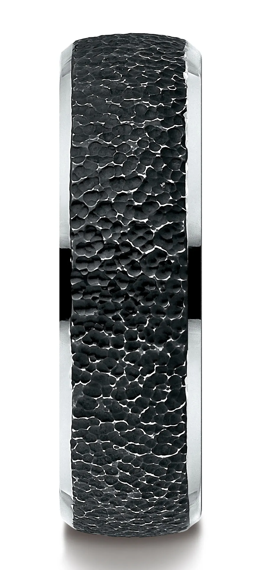 Benchmark Cobaltchrome 7.5mm Comfort-Fit with Black Micro Hammer Finish and High Polish Edges Design band