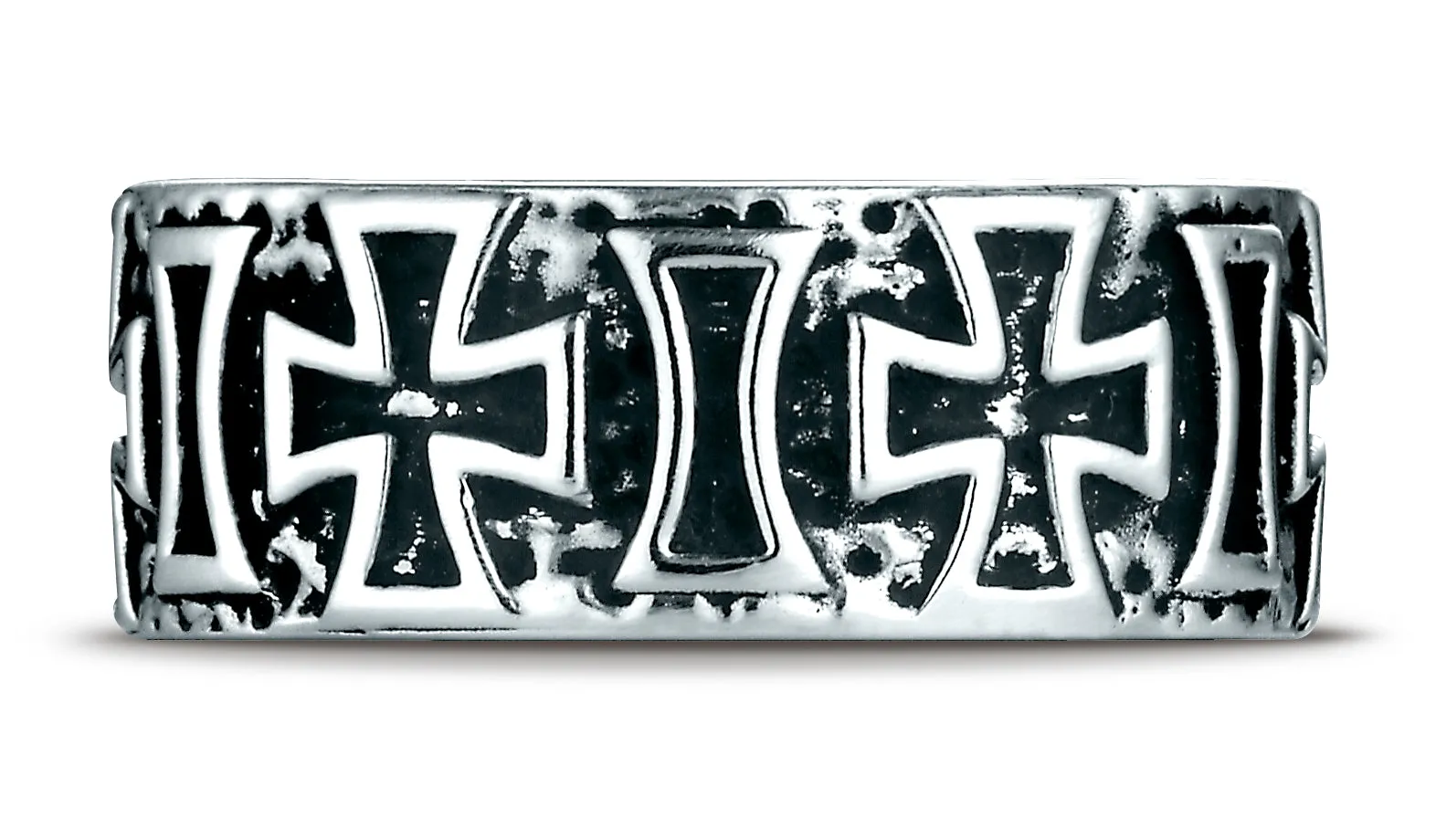 Benchmark Cobaltchrome 9mm Comfort-Fit Maltese Cross Design Wedding Band Ring, (Sizes 6 - 14)