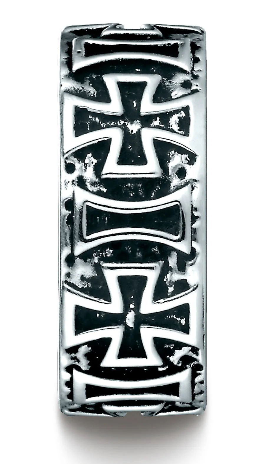Benchmark Cobaltchrome 9mm Comfort-Fit Maltese Cross Design Wedding Band Ring, (Sizes 6 - 14)