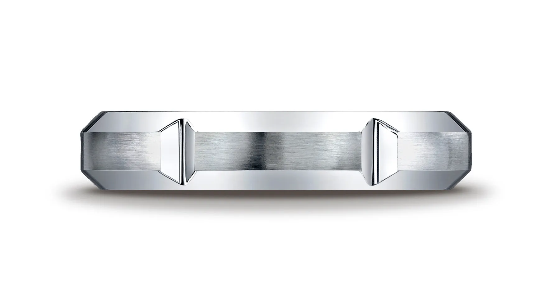 Benchmark Cobaltchrome  Comfort-Fit with High Polished Grooves & Beveled Edge Design Wedding Band Ring