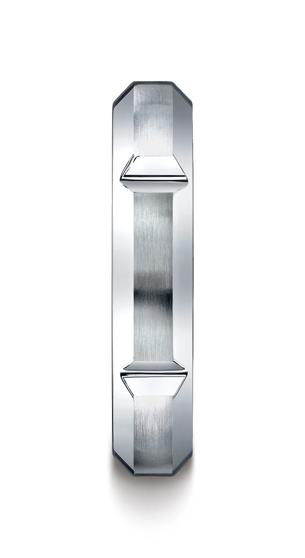 Benchmark Cobaltchrome  Comfort-Fit with High Polished Grooves & Beveled Edge Design Wedding Band Ring