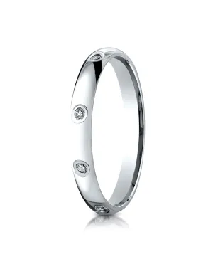 Benchmark Palladium 3mm Comfort-Fit Burnish Set 8-Stone Diamond Eternity Wedding Band Ring (0.16 ct.)