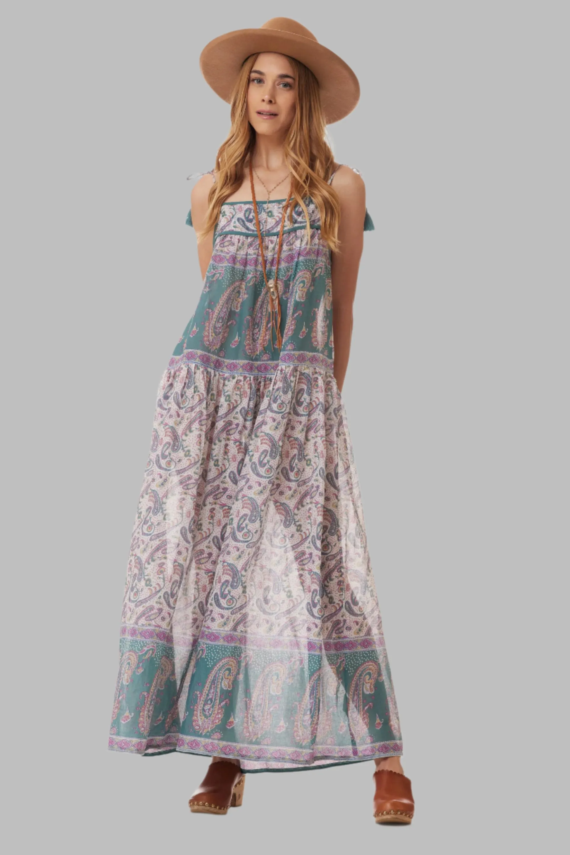 Betsy Printed Maxi Dress Teal