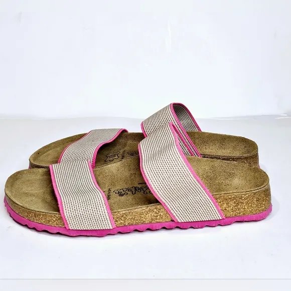 Birkenstock Birki’s Curaçao ll Stretch Slide Sandals Pink &amp; Beige