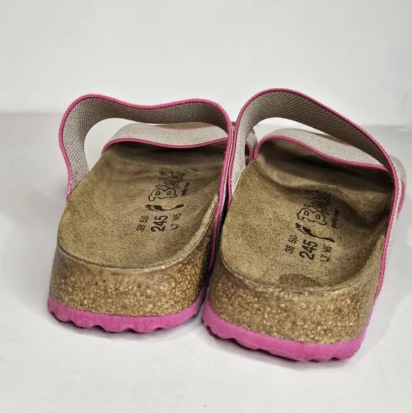 Birkenstock Birki’s Curaçao ll Stretch Slide Sandals Pink &amp; Beige