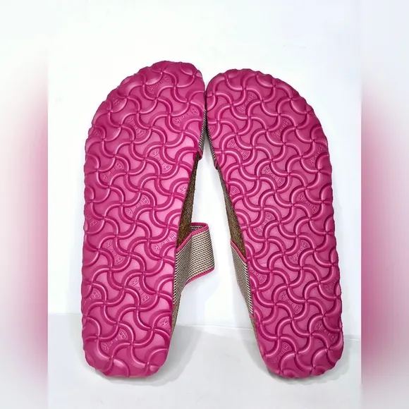 Birkenstock Birki’s Curaçao ll Stretch Slide Sandals Pink &amp; Beige