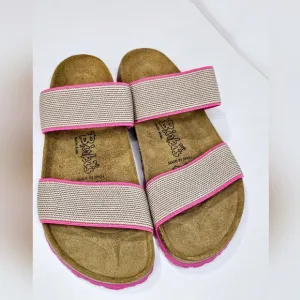 Birkenstock Birki’s Curaçao ll Stretch Slide Sandals Pink &amp; Beige