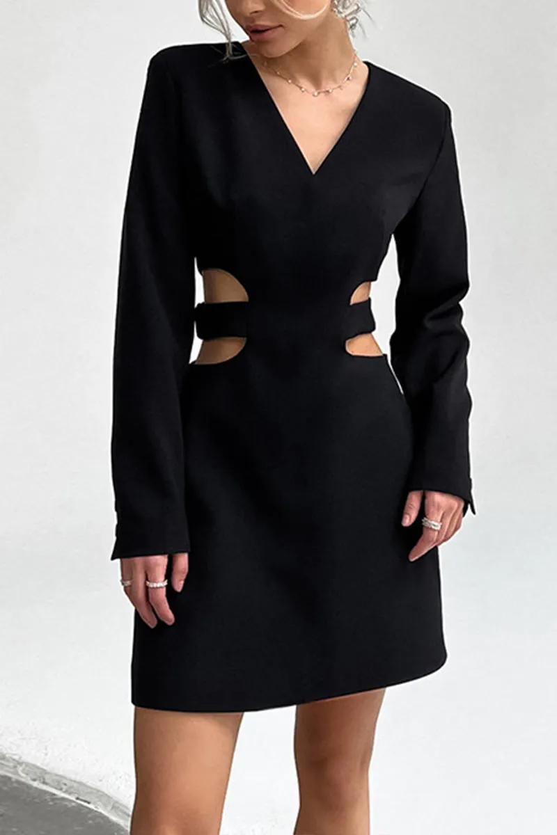 BL652 V-Neck Cut Out Mini Dress