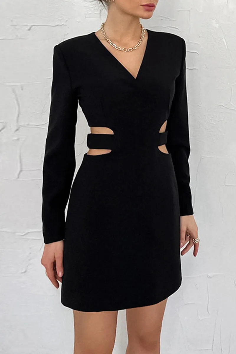 BL652 V-Neck Cut Out Mini Dress