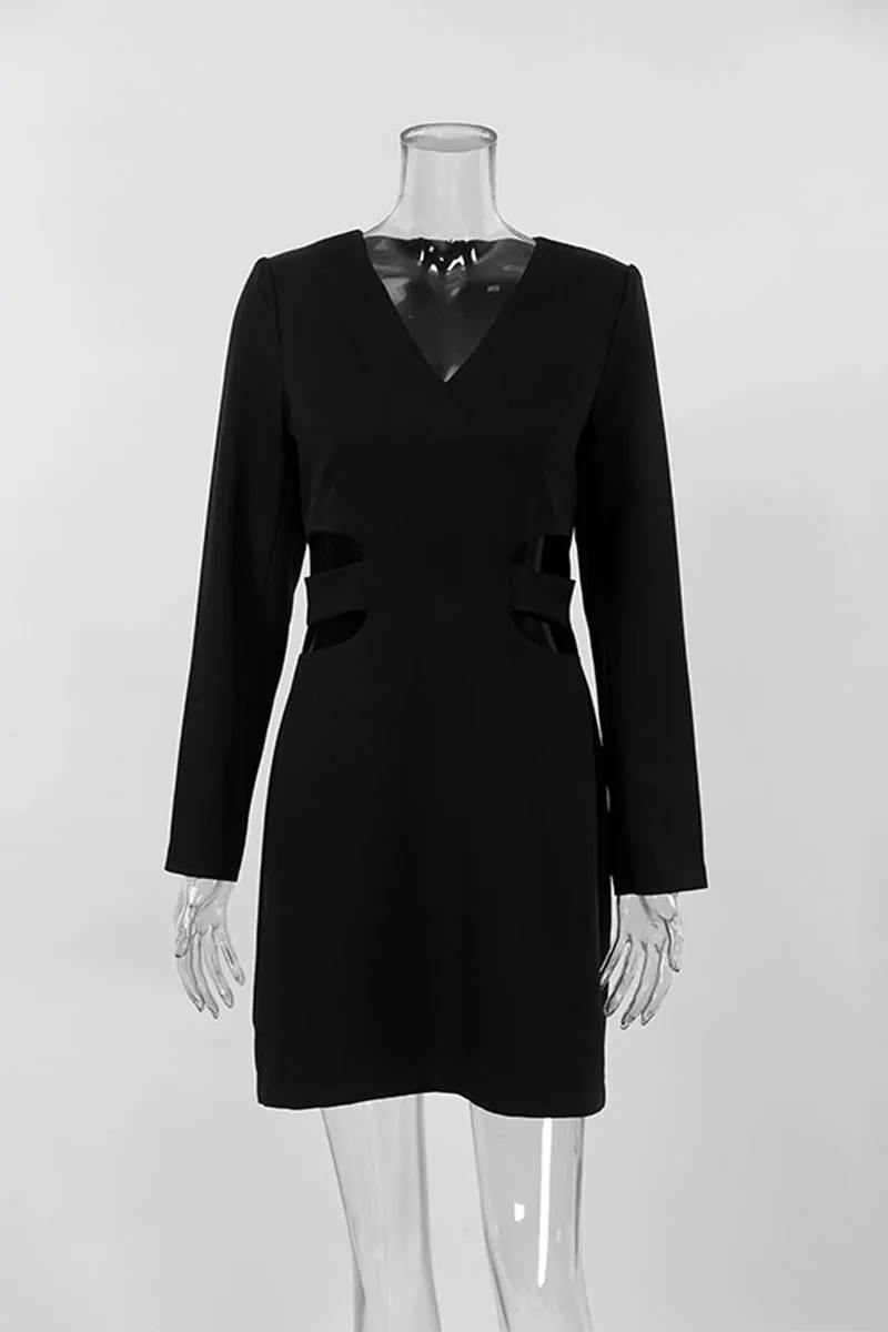 BL652 V-Neck Cut Out Mini Dress