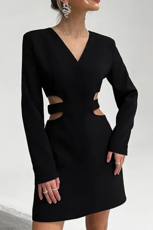 BL652 V-Neck Cut Out Mini Dress