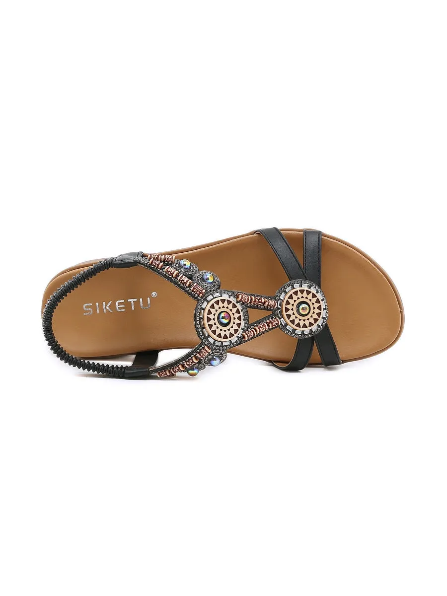 Black Geometric Rhinestone Sandal