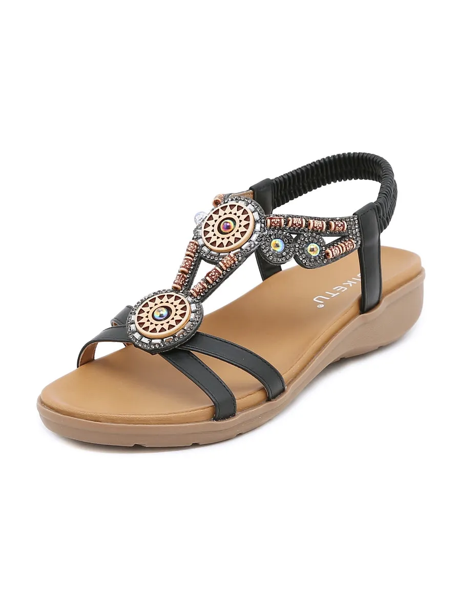 Black Geometric Rhinestone Sandal