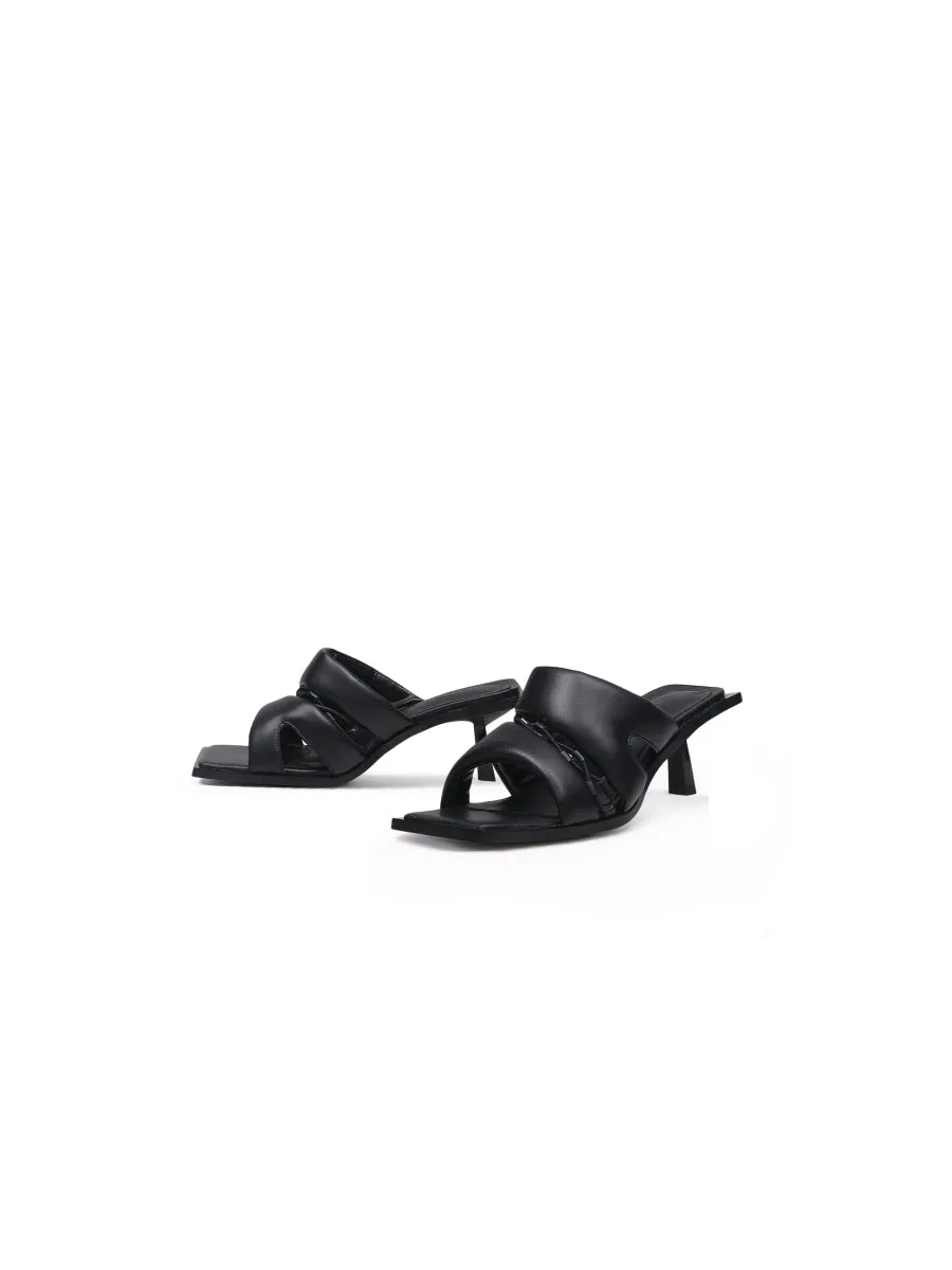 Black Puffy Upper Kitten Heels