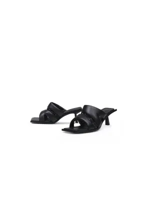 Black Puffy Upper Kitten Heels