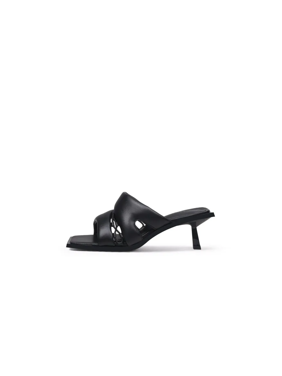 Black Puffy Upper Kitten Heels
