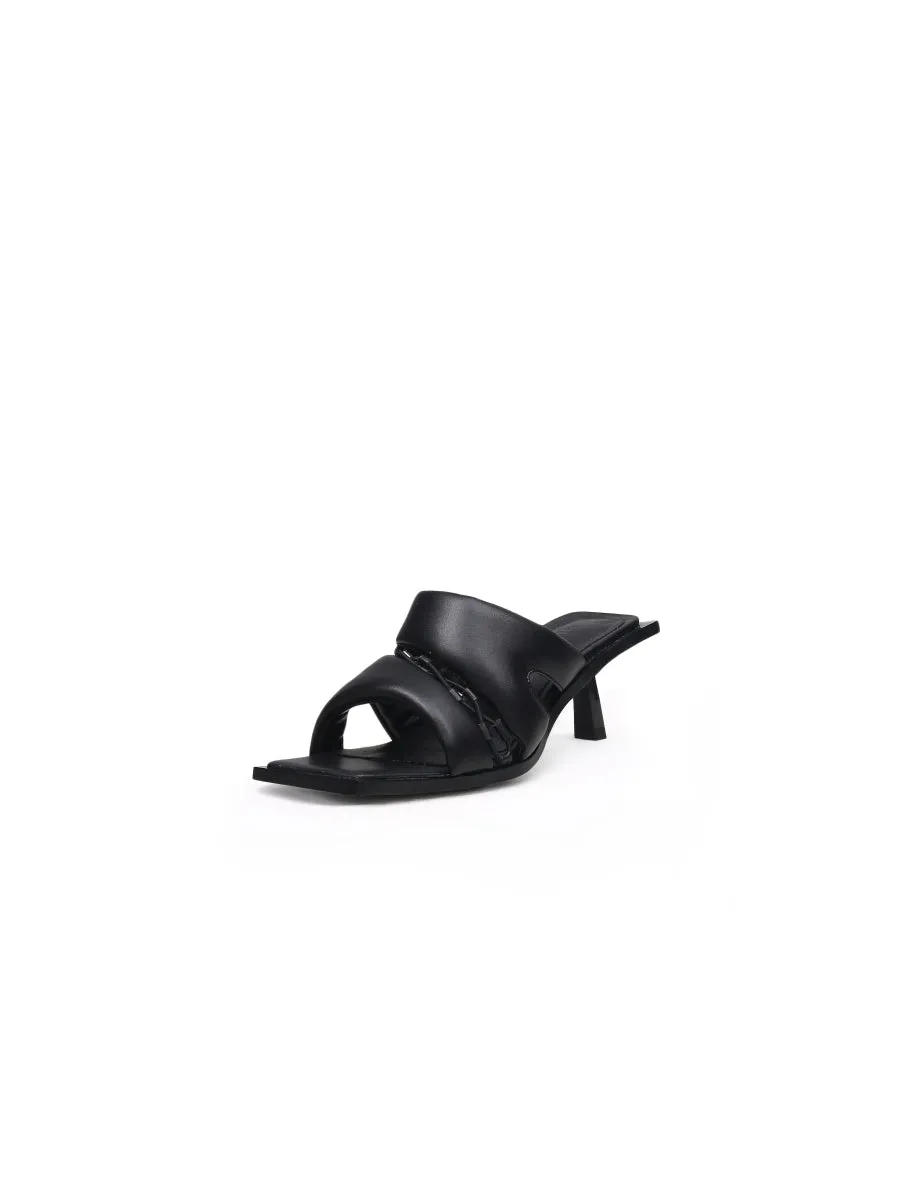 Black Puffy Upper Kitten Heels