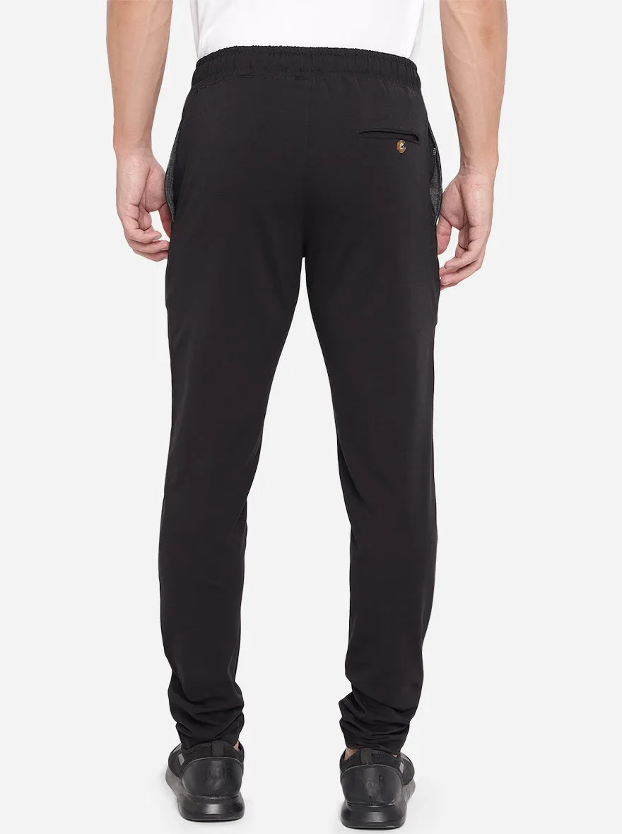 Black Solid Regular Fit Track Pants | JadeBlue