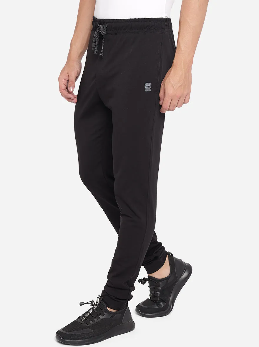 Black Solid Regular Fit Track Pants | JadeBlue