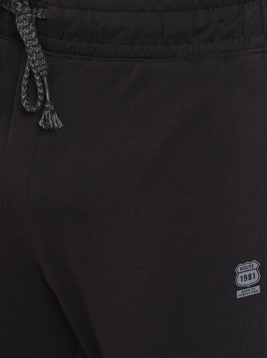 Black Solid Regular Fit Track Pants | JadeBlue
