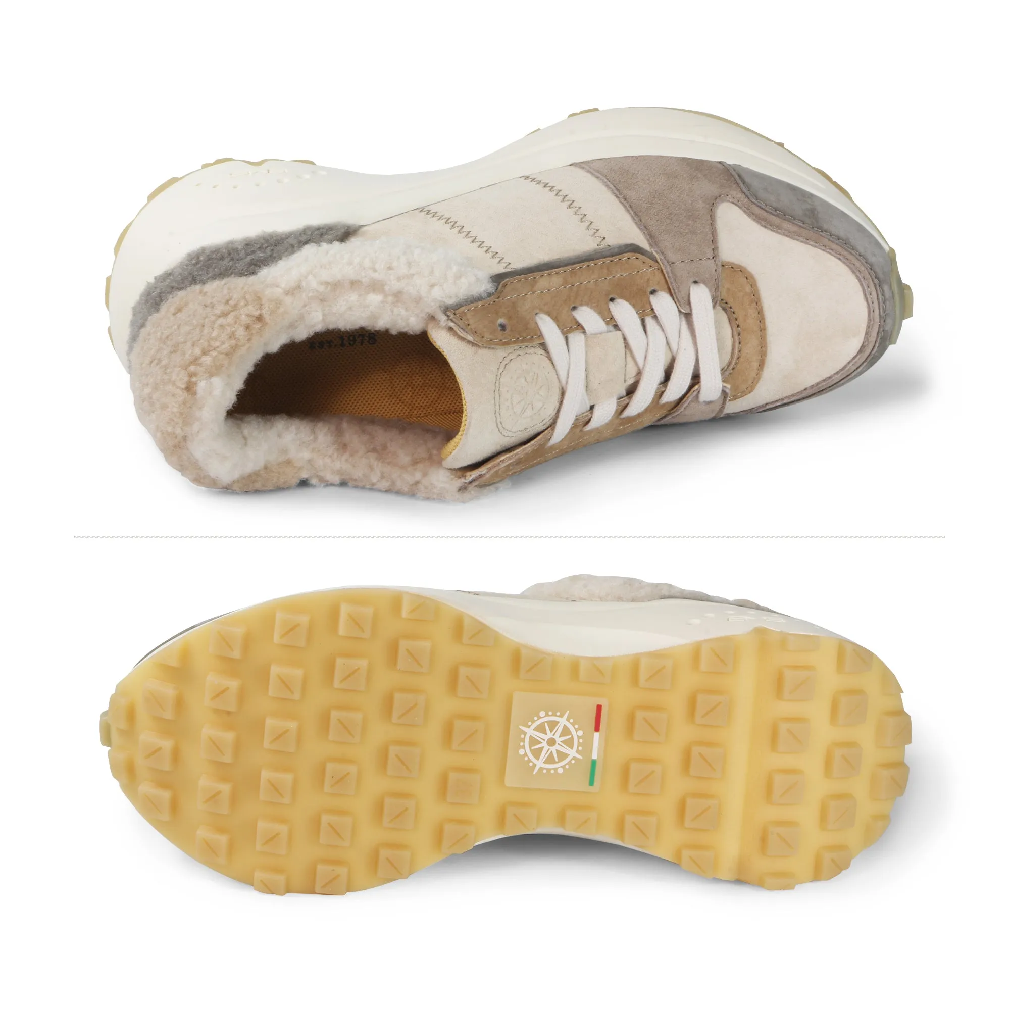 BMS Furry Laceup Sneakers (Angora)