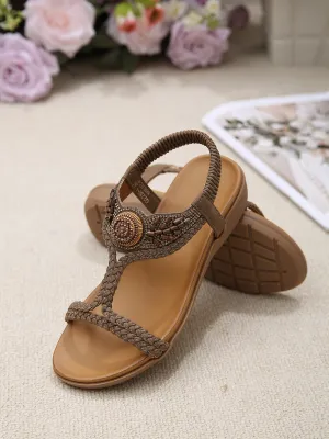 Bohemia Wing Beaded Slingback Khaki