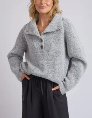 Bron Button Knit - Grey Marle