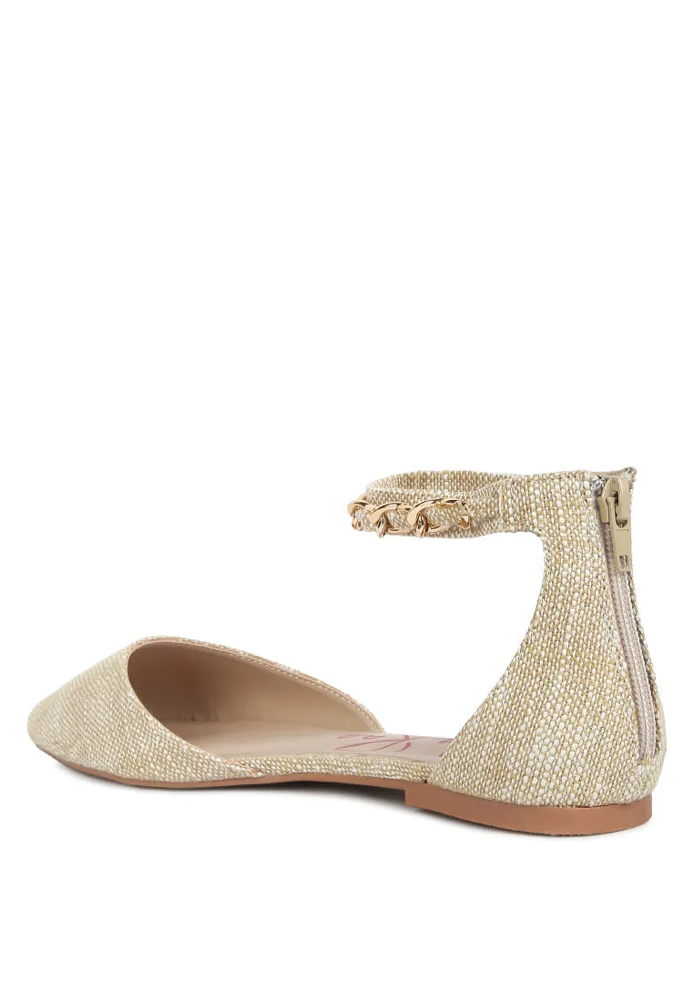 Buqisi Chain Embellished Flat Sandals