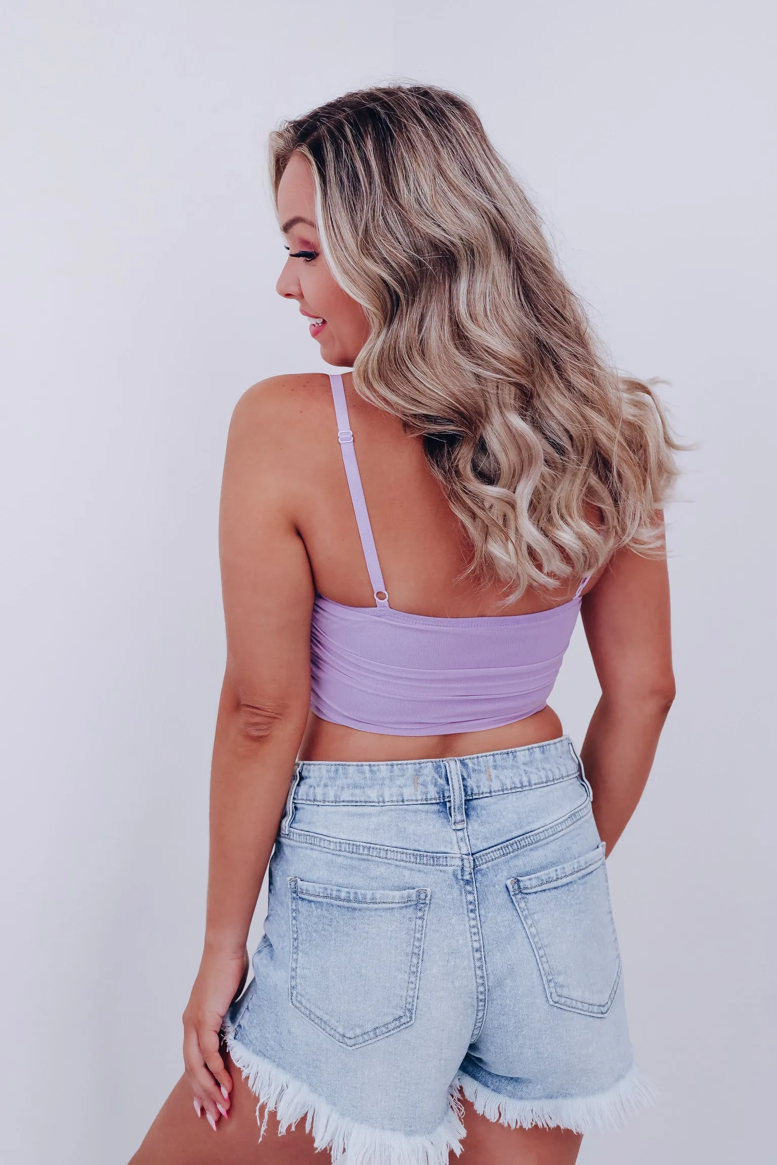 Cali Corset Mesh Crop Top - Lavender